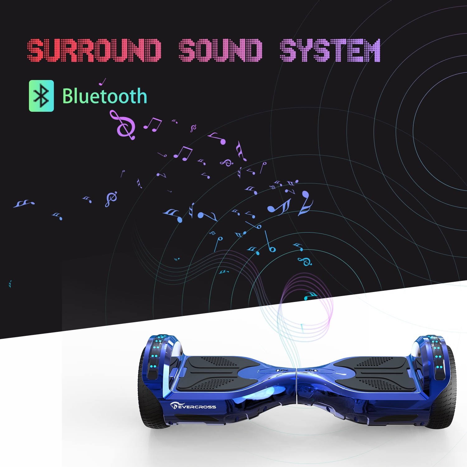 EVERCROSS Hoverboard for Adults with Seat Attachment 6.5 In. Self Balancing Scooter with Bluetooth Speaker and LED Lights Suit for Adults and Kids Walmart