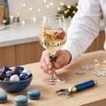 thumbnail image 4 of Christmas Wine Glasses Set of 4, Hand‑Blown Lead‑Free Crystal Stemmed Goblets, Festive Holiday Stemware with Decorative Rim, for Red & White Wine, Winter Tabletop Decor(C), 4 of 6