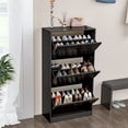 thumbnail image 5 of Shoe Storage Cabinet, Wood Shoe Organizer for Entryway with 3 Flip Drawers, Freestanding Shoe Rack with Adjustable Shelf, Narrow Shoe Dresser for Front Door Entrance Blake, 5 of 10