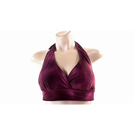 Merona Airbrush Womens size M Swim Bikini Top Halter Purple Tie Dye Raisin Stretch Swimwear Sale Designer Fashion