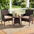 thumbnail image 4 of Costway 3 Piece Patio Furniture Set, Hand-Woven PE Wicker Conversation Set with Armchairs Mix Brown&Beige, 4 of 10