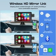 MRQ 9 Portable Wireless Apple Carplay & Android Auto,2.5K Dash Cam,1080p Backup Camera, Car Audio Receivers GPS Navigation Mirror Link, Bluetooth,FM, Siri