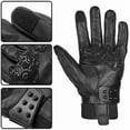 thumbnail image 4 of ILM Alloy Steel Leather Hard Knuckle Touchscreen Motorcycle Bicycle Motorbike Powersports Racing Gloves (L, (LEATHER) BLACK), 4 of 6