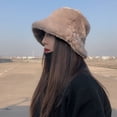 thumbnail image 7 of SikaFu Winter Women's Thick Imitation Rabbit Mao Ping Top Japanese Fisherman Hat Basin Hood Versatile Warmth, Thick Grass Hat, 7 of 7