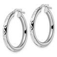 thumbnail image 4 of Auriga Fine Jewelry 925 Sterling Silver Rhod-plated Polished Diamond-cut Hoop Earrings for Women, 4 of 6