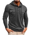 thumbnail image 2 of Somuwie Clearance Men Vogue Solid Button Pullover Hoodies Workout Multi Pocket Outdoor Sports Sweatshirt, 2 of 7