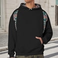 thumbnail image 2 of KHONTS Men's Boho Patchwork Hooded Sweatshirt Ethnic Pattern Hoodie Casual Baggy Pullover Sweatshirt with Pocket Black XXL, 2 of 4