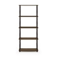 thumbnail image 3 of Furinno Rata 6-Tier Industrial Multipurpose Flat Base Shelf Display Rack with Metal Frame, Wide, Columbia Walnut, 3 of 5