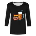 thumbnail image 4 of Yuanlook 3/4 Sleeve Tops for Women Round Neck Dressy Basics Tees Casual Trendy Loose Fit T Shirts - Black - M, 4 of 5
