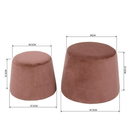 Furniture R Ottoman Set Of 2 Two Size Nesting Round Modern Velevt Fabric Footrest Walmart Canada