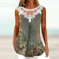 thumbnail image 2 of JINMGG Women Fashion Summer Sexy Fold Printed Regular Lace Sleeveless V Neck Button Top Army Green XXXXL, 2 of 5