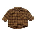 thumbnail image 5 of Likimi Toddler Kids Boys Shirts Lapel Plaid Print Long Sleeve T-Shirt Fashion Loose Soft Spring Fall Shirt Size 2-3 Years Khaki, 5 of 5
