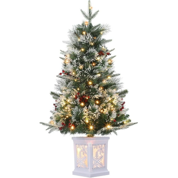 Senfot 3 Ft Prelit Christmas Tree, Mini Xmas Tree with 78 Led Lights, Small Tabletop Artificial Christmas Tree for Indoor Outdoor Christmas Decorations