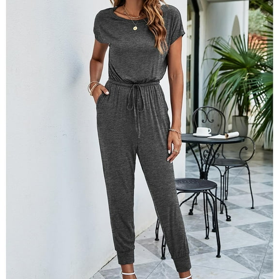 Dqueduo Jumpsuits for Women Fashion Bib Pants Overalls Baggy Rompers Jumpsuits with Pockets Casual Loose Bib Overall on Clearance, Gifts for Women