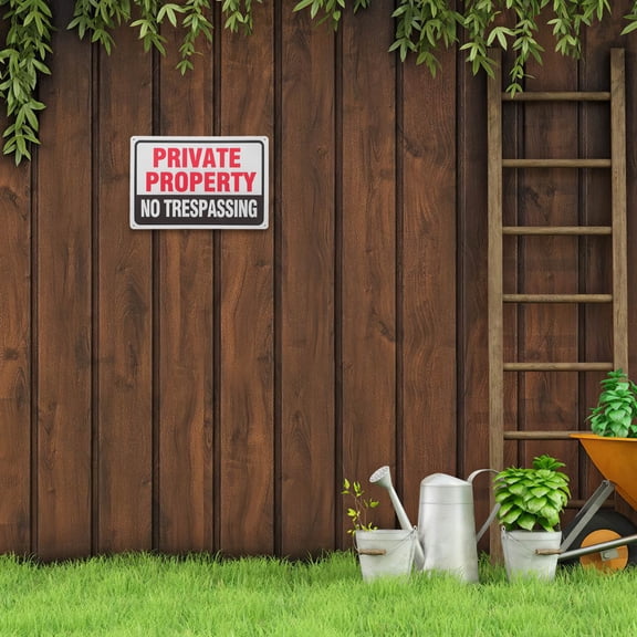 LOLIPPYY 2Pcs Metal No Trespassing Signs Waterproof Outdoor Warning Labels Private Property Security Sign
