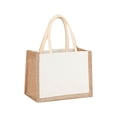 thumbnail image 1 of Bolso Mano Yute Arpillera para Mujer Bolso Diario Lona Color Contrastante (grande), 1 of 9