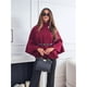 thumbnail image 4 of Ponchos con Mangas de Murciélago para Mujer, Abrigo Tipo Guisante, Cuello Alto, Capa, Chaqueta, Elegante Abrigo de Lana con Cinturón. Vino Tinto M, 4 of 7