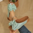 thumbnail image 5 of Summer Sandals for Women Bow Wedge Heels, Comfortable Open Toe Slip on Slide Sandals with Fleece Flock Non-Slip Outsole Green,Size 5.5, 5 of 9
