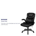 thumbnail image 2 of High Back Black Leather Executive Swivel Chair with Double Layered Headrest and Open Arms, 2 of 9