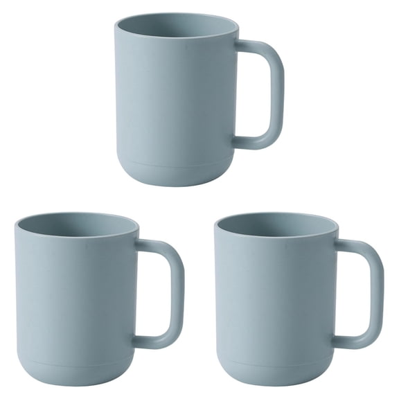 TINGXIN BPA-Free Plastic Mouthwash Cup, 400ml Large Capacity Drinking Mug with Handle, Toothbrush Tumbler for Bathroom and Home, Dishwasher-Safe Colorful Rinsing Cup, Blue 3 Pack