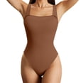 thumbnail image 2 of sunsanly Women Summer Bodysuit Square Neck Sleeveless Skinny High Elasticity Thread Tight Waist Tummy Control Backless Solid Color Soft Breathable Lady Playsuit, 2 of 8
