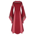 thumbnail image 1 of Vestido largo de manga larga informal de moda de color sólido con costuras literarias Retro para mujer Fridja  nbo2720, 1 of 4