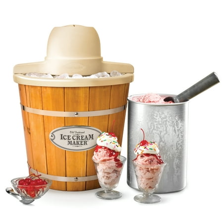 Nostalgia 4-Quart Wood Bucket Electric Ice Cream Maker, (Best Grocery Store Ice Cream)