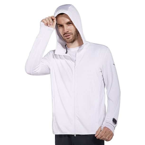 Baleaf Baleaf Men S Long Sleeve Uv Sun Protection Shirts Full Zip Running Jacket Hoodie With Pocket For Hiking Workout White Xxl Walmart Com Walmart Com