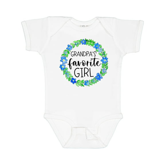 Inktastic Grandpa's Favorite Girl Blue Flower Wreath Girls Baby Bodysuit