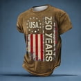 thumbnail image 5 of Men's USA 250 Years Patriotic Flag Print T Shirts Casual Short Sleeve Independence Day Comfortable Tees Tops,Khaki,2XL, 5 of 9