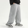 thumbnail image 6 of HOWPAY Baggy Sweatpants Boys Open Bottom Wide Leg Elastic Waist Drawstring Lounge Pants with Pockets Solid Color Athletic Sweat Pants Grey, 6 of 7
