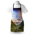 thumbnail image 3 of Landscape Apron Serene Meadow with Narrow Riverbed Mountains Rainbow Grass Clouds Mist at Daytime, Unisex Kitchen Bib Apron with Adjustable Neck for Cooking Baking Gardening, Multicolor, by Ambesonne, 3 of 3