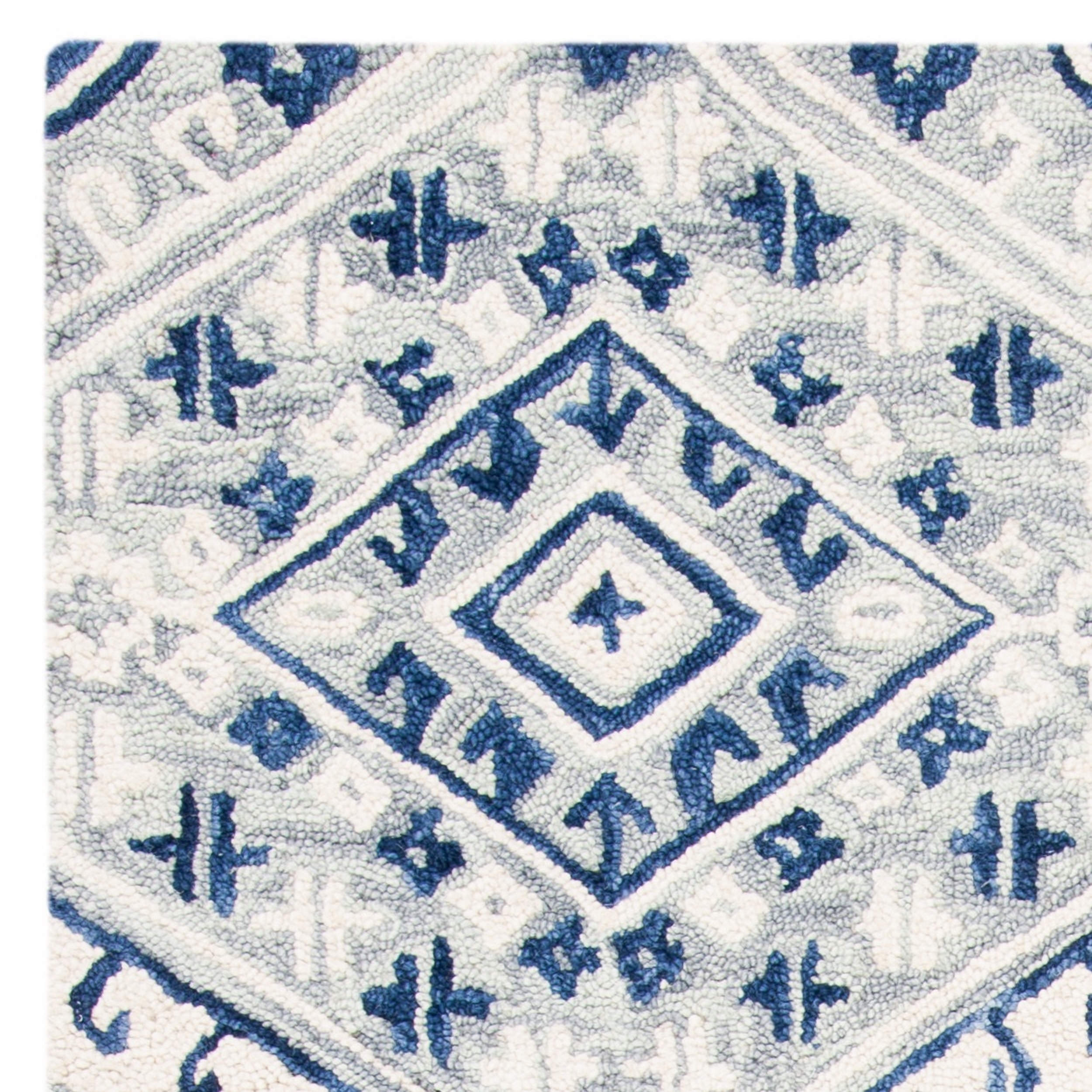 SAFAVIEH Aspen Eglantine Geometric Diamonds Wool Area Rug, Grey/Blue, 4' x 6'
