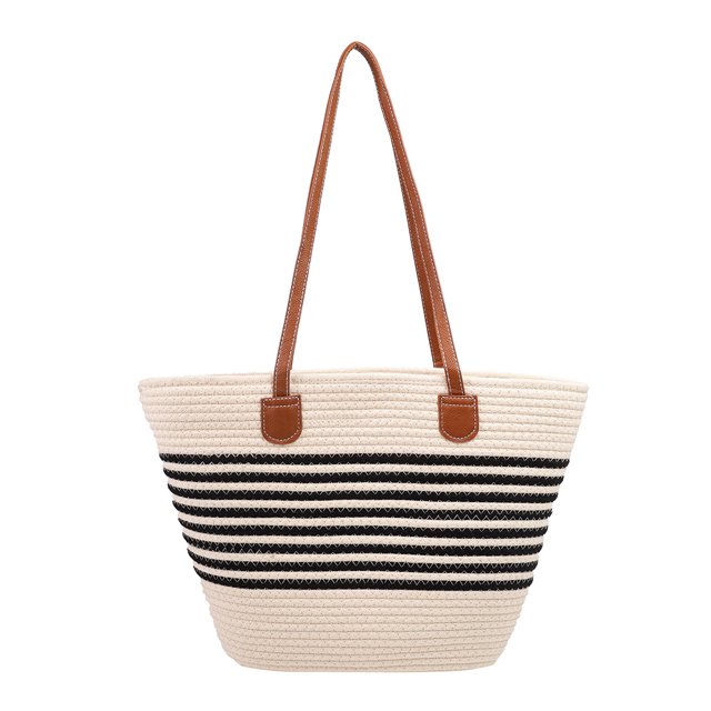 Bolsa Bolso de ganchillo para mujer, bolso de hombro de paja suave, bolso de playa de viaje de verano (negro)