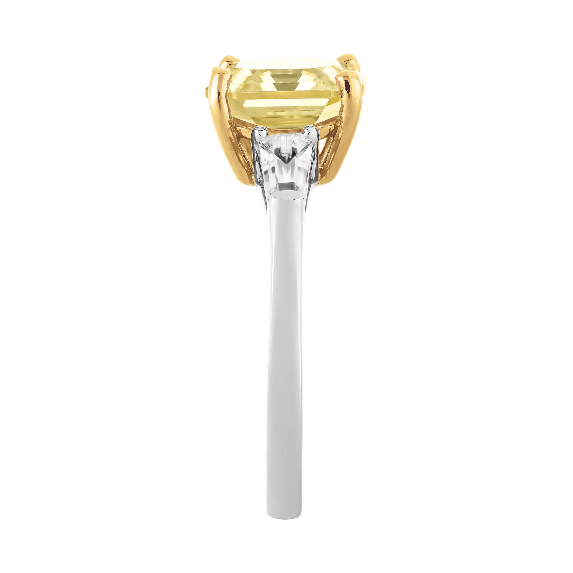 Keepsake Sterling Silver Simulated Yellow Diamond and Created White Sapphire Ring with 14K Yellow Gold Plated Accents