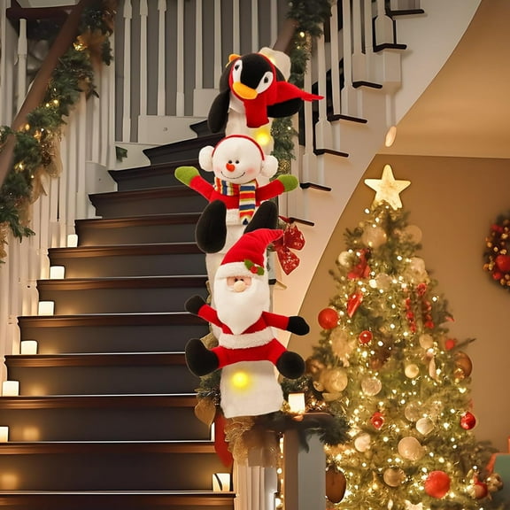 Clearance karymi Christmas Stair Garland 59.06x10.04 Inch Penguin Snowman Santa Slide Decoration with Lights for Handrail Womens Gifts for Christmas Clearance Savings Week