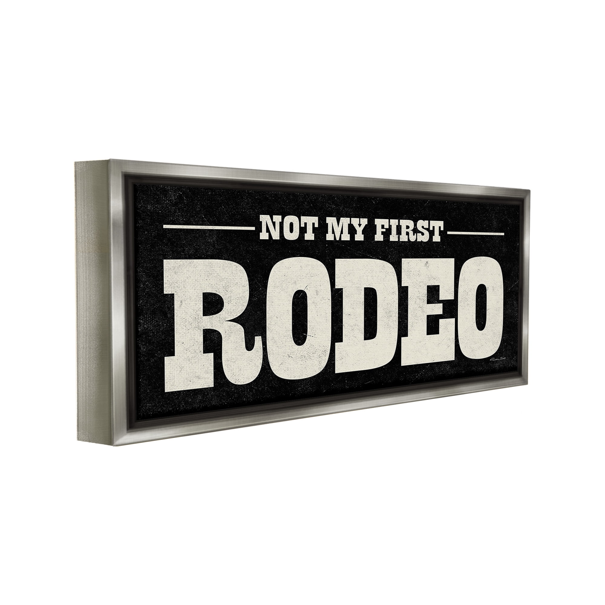 Stupell Industries Vintage Funny Rodeo Typography Painting Gray Floater Framed Canvas Art Print Wall Art, 31 x 14