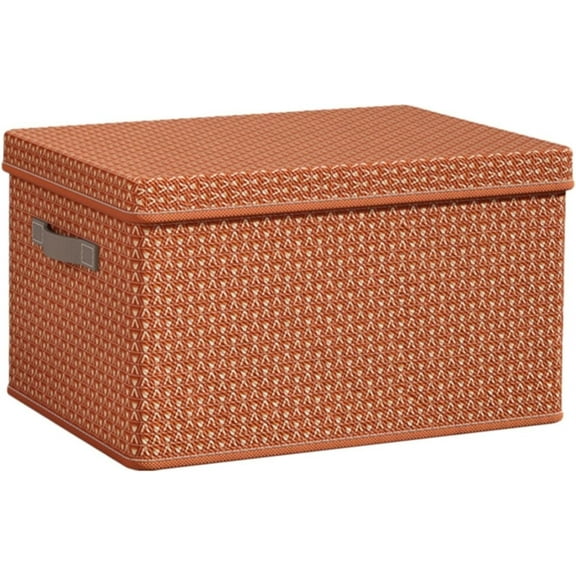 Non Woven Storage Baskets,14.2x9.8x7.9In Durable Fabric Storage Bins with Handle,Closet Storage Bins with Lids,Clothing Storage Organizer Bins for Shelves,Foldable(Wine Red)