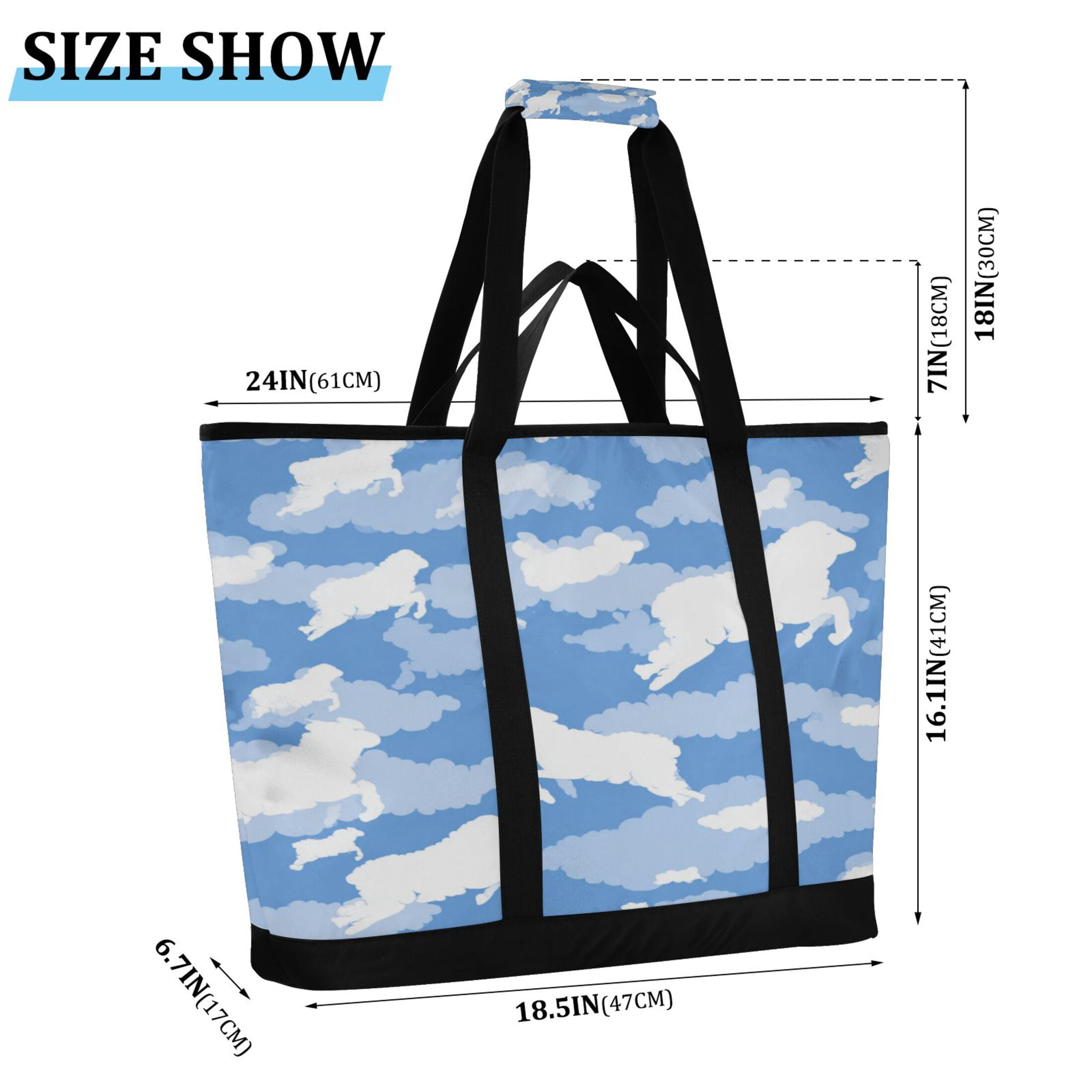 Extra-Large Wide Opening Design Capacity Hand-Held Ice Pack Thickened Insulation Layer For Long-Lasting Cold Retention For Outdoor Shopping Picnics And Camping White Silhouettes Of Sheep