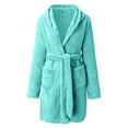 thumbnail image 4 of Robes for Women Hooded Lightweight Soft Short Flannel Bathrobe Mint Green 3XL, 4 of 5