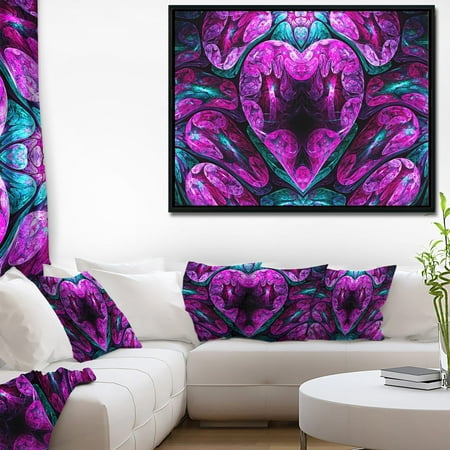 DESIGN ART Designart 'Purple Cold Mystical Heart' Floral Framed Canvas Art