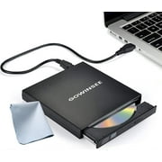GOWINSEE External CD DVD Drive, USB Slim Protable High Speed External CD-RW Drive DVD-RW Burner Writer Player for Laptop Notebook PC Desktop Computer (Black)