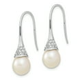 thumbnail image 2 of Primal Silver Sterling Silver Rhodium-plated 9-10mm Rice Freshwater Cultured Pearl Cubic Zirconia Dangle Earrings, 2 of 5
