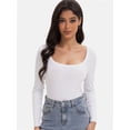 thumbnail image 3 of Womens Casual Long Sleeve Scoop Neck Slim Fitted Basic Top, 3 of 6