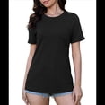thumbnail image 2 of Camisetas de Verano para Mujer, Informales, de Corta con Bolsillo, Cuello Redondo, Corte Clásico Negro L, 2 of 8