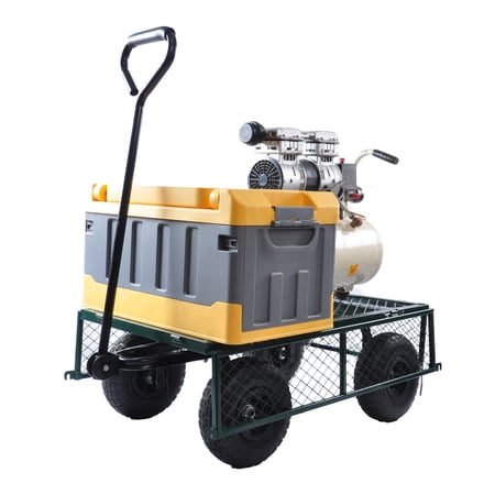 Electrapick Garden Carts, Heavy-Duty Steel Utility Cart with Removable Sides, Max Load 550lbs, 10“ Tires, Handle, Garden Lawn Carts Yard Dump Wagon Cart Green