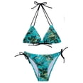 thumbnail image 6 of Women's Bikinis Tropical Print Two Piece Bikini Set Tie Side Halter Bathing Suits Summer Beach Vacation Swimsuit for Women Multicolor-1 S, 6 of 7