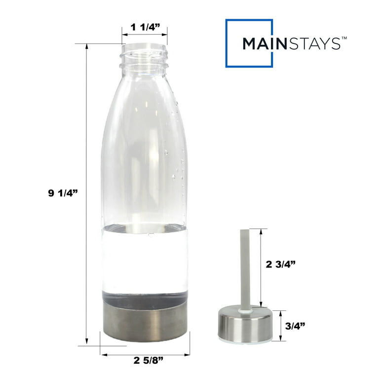 Mainstays 22 oz Clear and Silver Plastic Water Bottle with Screw Cap 