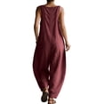 thumbnail image 6 of ClodeEU Women's Sleeveless Jumpsuit with Pockets,Casual Loose Fit Wide Leg Jumpsuit for Summer Wine,Women's Plus S, 6 of 8