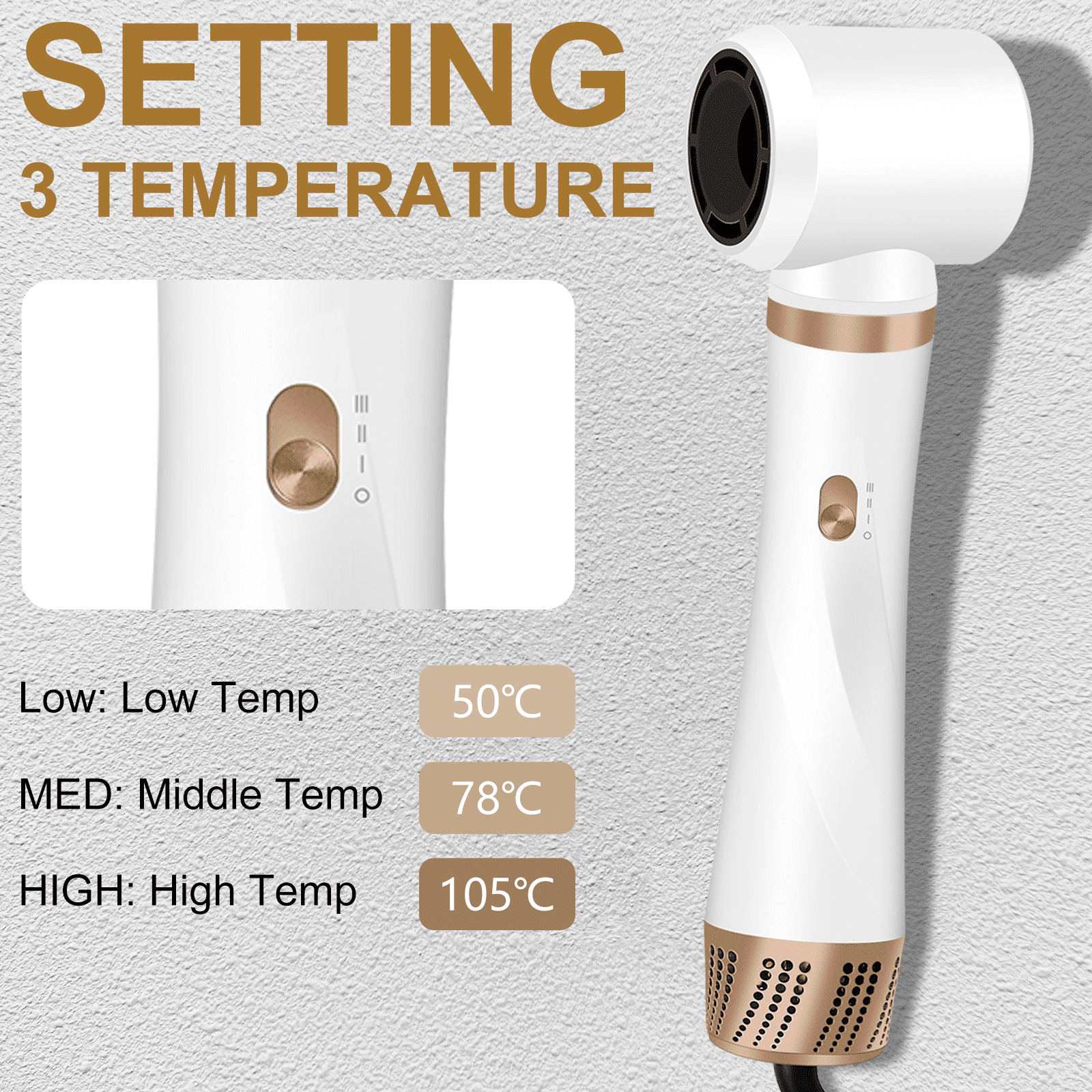 JIGUOOR Hair Dryer Brush Set, 5 in 1 Hot Air Blow Dryer Brush, Curling Iron, Hair Styling Tools for Drying, Curling, Straightening, Smoothing
